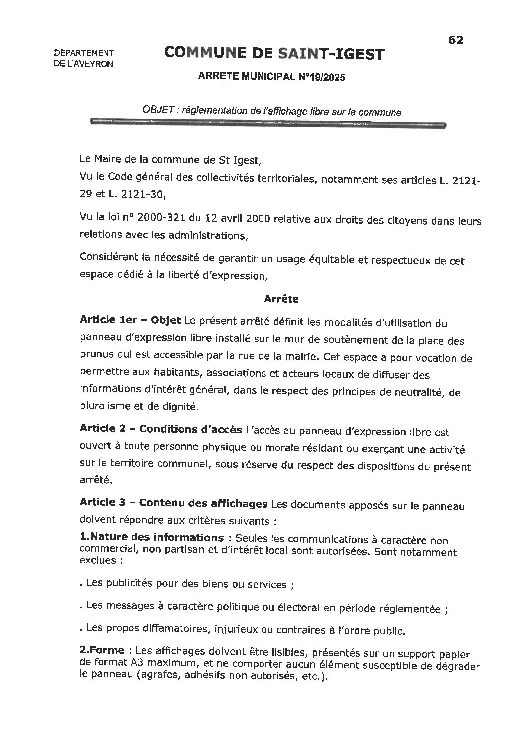 panneau d&rsquo;affichage dans le Bourg